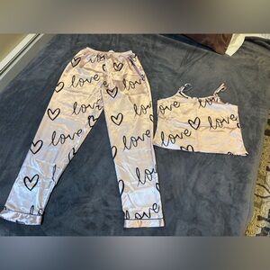 Love Print Women's Pajama Set - Pink